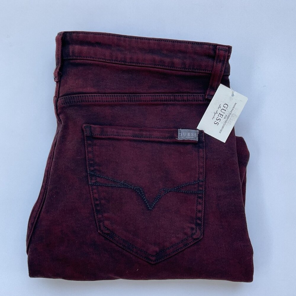 Guess Men’s Skinny Jeans Red Die Destroy Stretch Comfort Denim Size 32
